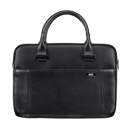 Artwizz Leather Bag kompatibel mit MacBook Air 15, MacBook Pro 15. MB Pro 16 (2019, Nicht 2021) - Notebook Leder Tasche mit Zubehörfach, Schwarz, 15-16 Zoll von Artwizz