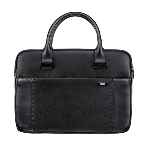Artwizz Leather Bag kompatibel mit MacBook Pro 14 / Pro 13, MacBook Air 13 - Business Notebook Leder-Tasche mit Zubehörfach, Schwarz 13-14 Zoll von Artwizz