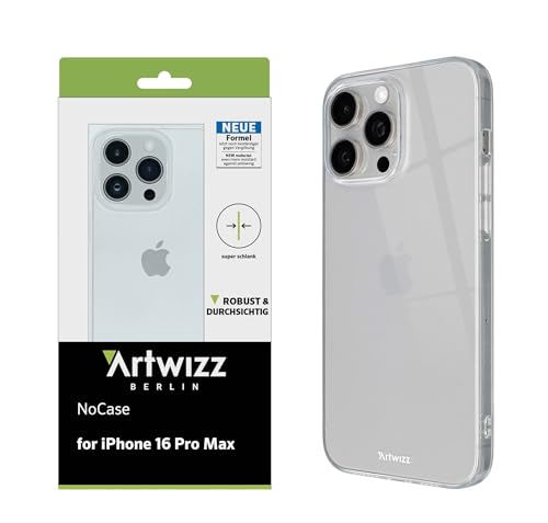 Artwizz NoCase Handyhülle kompatibel mit iPhone 16 Pro Max - Ultra Dünne, Elastische TPU Schutzhülle, Transparent Artwizz NoCase Handyhülle kompatibel mit iPhone 16 Pro Max - Ultra Dünne, Elastische TPU Schutzhülle, Transparent von Artwizz