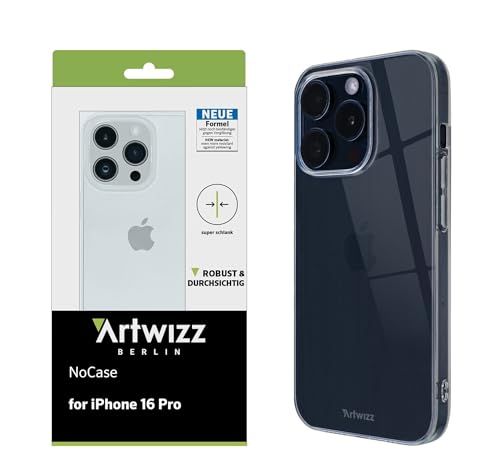 Artwizz NoCase Handyhülle kompatibel mit iPhone 16 Pro - Ultra Dünne, Elastische TPU Schutzhülle, Transparent von Artwizz