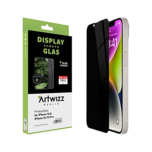 Artwizz PrivacyGlass Schutzglas kompatibel mit iPhone 14, iPhone 13/13 Pro - Displayschutz mit Anti-Spy/Blickschutz-Funktion von Artwizz
