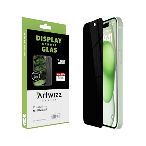 Artwizz PrivacyGlass Schutzglas kompatibel mit iPhone 16/15 - Displayschutz mit Anti-Spy/Blickschutz-Funktion von Artwizz
