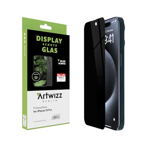 Artwizz PrivacyGlass Schutzglas kompatibel mit iPhone 15 Pro - Displayschutz mit Anti-Spy/Blickschutz-Funktion von Artwizz