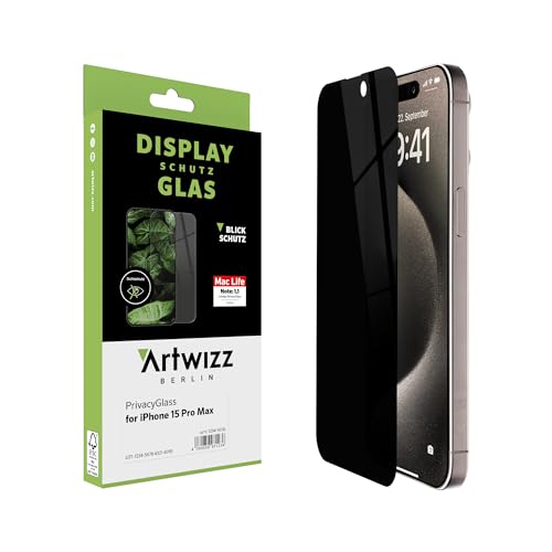 Artwizz PrivacyGlass Schutzglas kompatibel mit iPhone 15 Pro Max - Displayschutz mit Anti-Spy/Blickschutz-Funktion von Artwizz