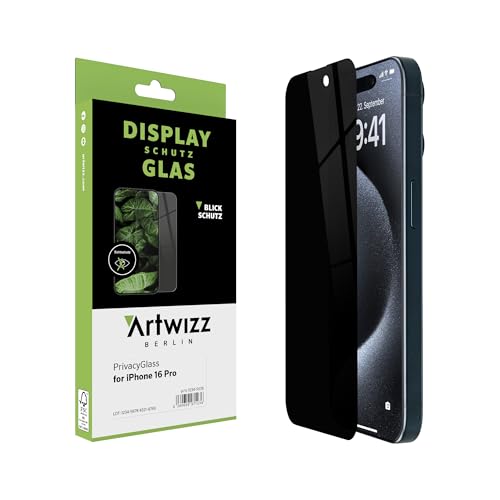 Artwizz PrivacyGlass Schutzglas kompatibel mit iPhone 16 Pro - Displayschutz mit Anti-Spy/Blickschutz-Funktion von Artwizz