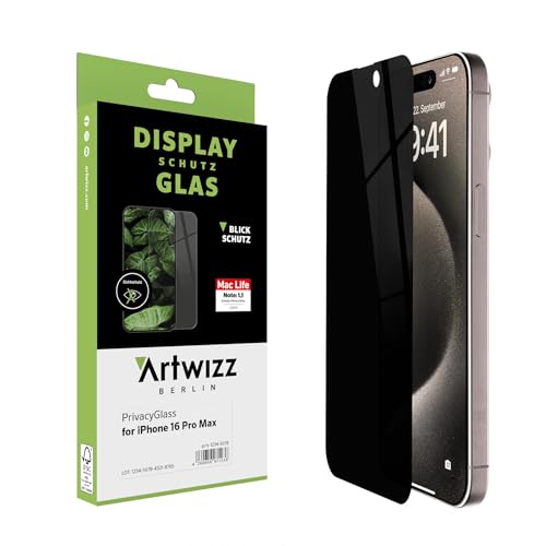 Artwizz PrivacyGlass Schutzglas kompatibel mit iPhone 16 Pro Max - Displayschutz mit Anti-Spy/Blickschutz-Funktion Artwizz PrivacyGlass Schutzglas kompatibel mit iPhone 16 Pro Max - Displayschutz mit Anti-Spy/Blickschutz-Funktion von Artwizz
