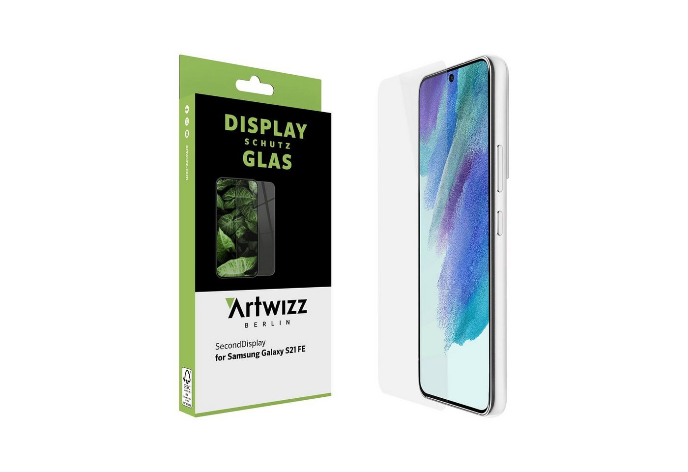 Artwizz SecondDisplay Displayschutz aus Sicherheitsglas mit 9H Schutzgrad für Galaxy S21 FE, Displayschutzglas, Glas von Artwizz