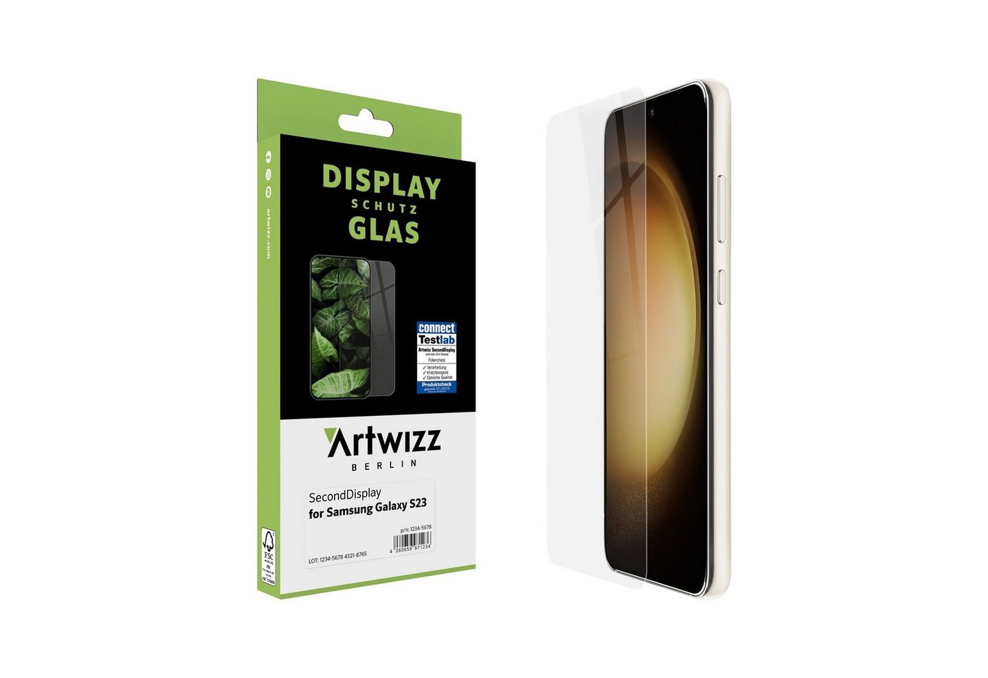 Artwizz SecondDisplay Displayschutz aus Sicherheitsglas mit 9H Schutzgrad für Galaxy S23, Displayschutzglas, Glas von Artwizz
