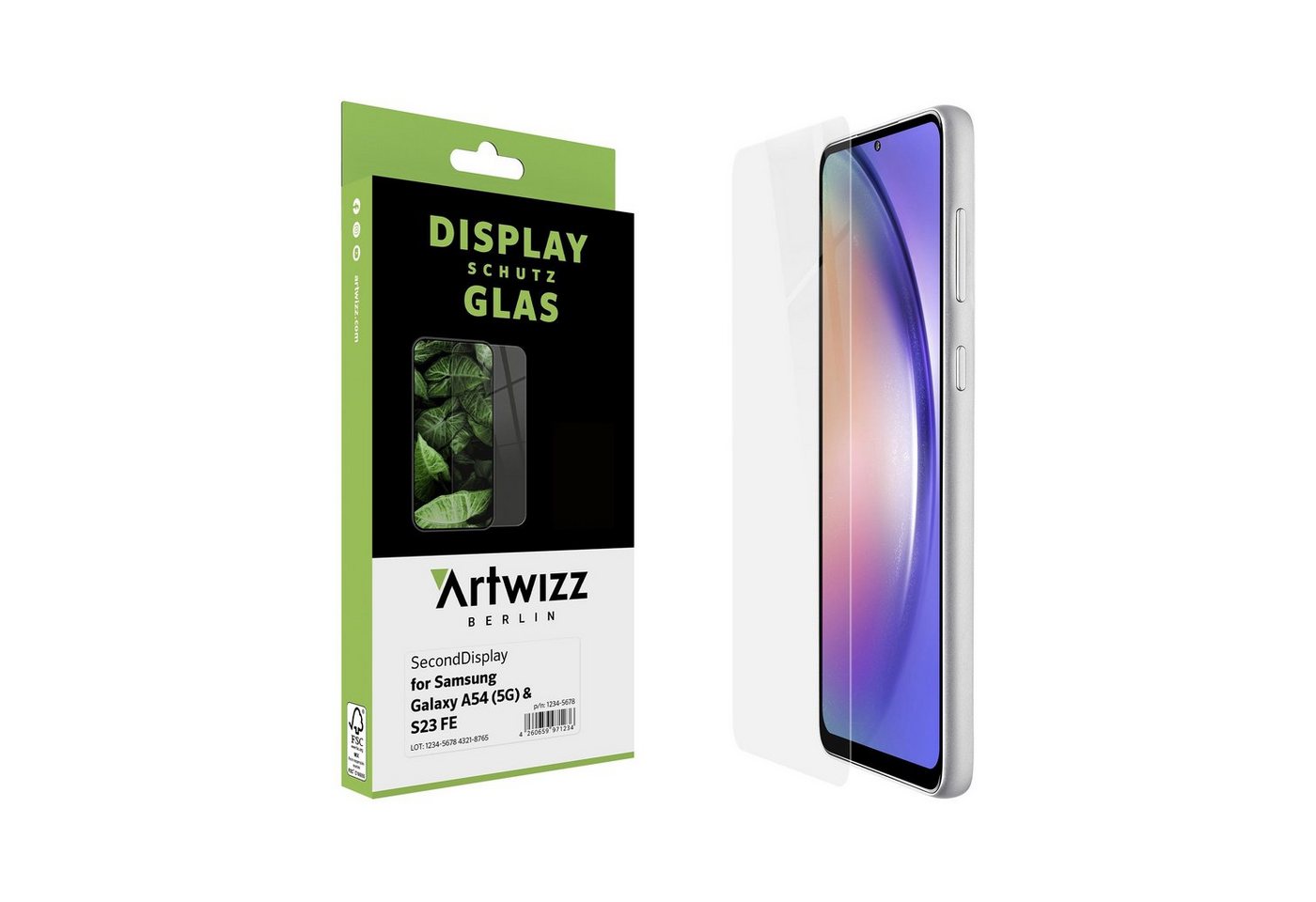 Artwizz SecondDisplay Displayschutz aus Sicherheitsglas mit 9H Schutzgrad für Galaxy S23 FE, Galaxy A54 (5G), Displayschutzglas, Glas von Artwizz