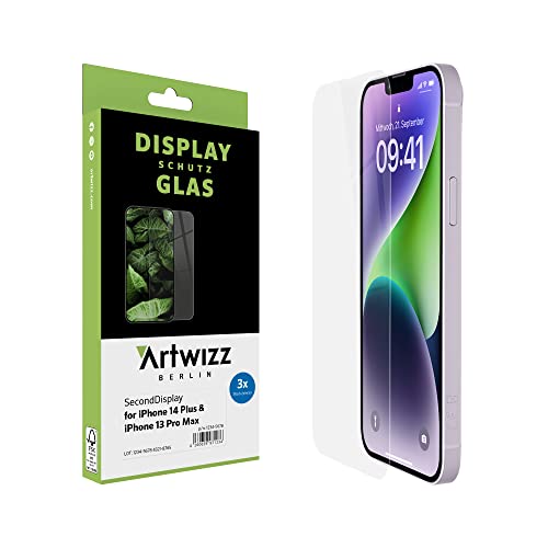 Artwizz SecondDisplay Displayschutz kompatibel für iPhone 14 Plus & iPhone 13 Pro Max (6,7') - 3 Stück - HD Schutzglas aus Sicherheitsglas, 9H Härte von Artwizz