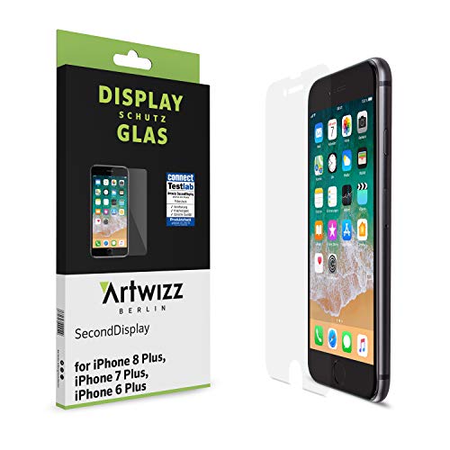 Artwizz SecondDisplay Schutzglas designed für [iPhone 8 PLUS, 7 PLUS, 6 PLUS] - Displayschutz aus Sicherheitsglas mit 9H Härte - Hüllenfreundlich von Artwizz