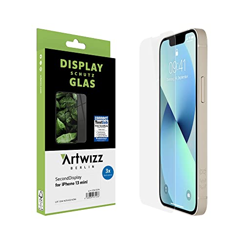 Artwizz SecondDisplay Schutzglas kompatibel für iPhone 13 mini - 3 Stück - HD Displayschutz aus Sicherheitsglas, 9H Härte von Artwizz