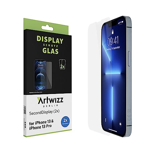 Artwizz SecondDisplay Schutzglas kompatibel für iPhone 14, iPhone 13/13 Pro (6.1') - 2 Stück - HD Displayschutz aus Sicherheitsglas mit 9H Härte von Artwizz