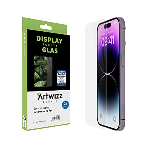 Artwizz SecondDisplay Schutzglas kompatibel für iPhone 14 Pro - 2 Stück - HD Displayschutz aus Sicherheitsglas, 9H Härte von Artwizz