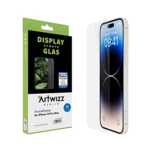 Artwizz SecondDisplay Schutzglas kompatibel für iPhone 14 Pro Max - 3 Stück - HD Displayschutz aus Sicherheitsglas, 9H Härte von Artwizz