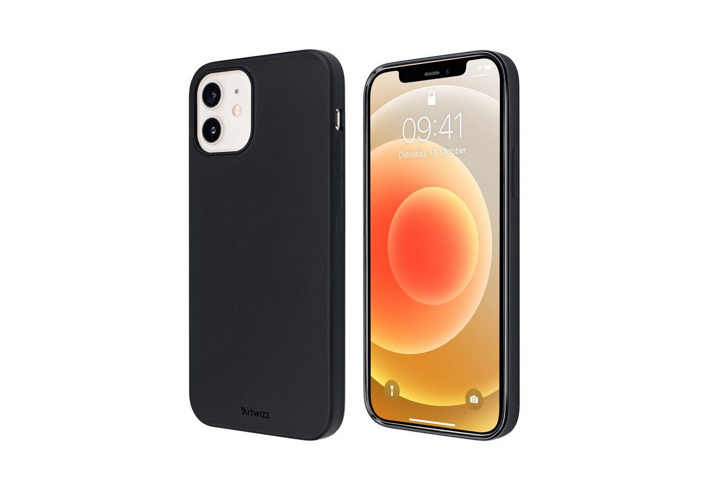 Artwizz Smartphone-Hülle TPU Case, Dünne Elastische Schutzhülle mit Matter Rückseite, Schwarz, iPhone 12 mini von Artwizz