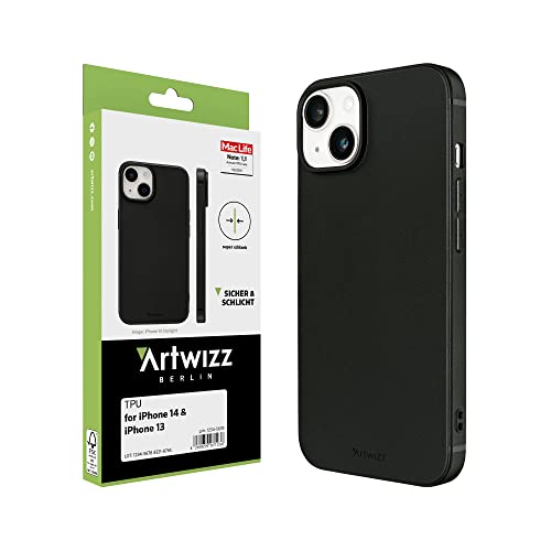 Artwizz TPU Case Schutzhülle kompatibel mit iPhone 14 / iPhone 13 - Schlanke, Elastische Hülle, Kratzresistent - Matt-Schwarz von Artwizz
