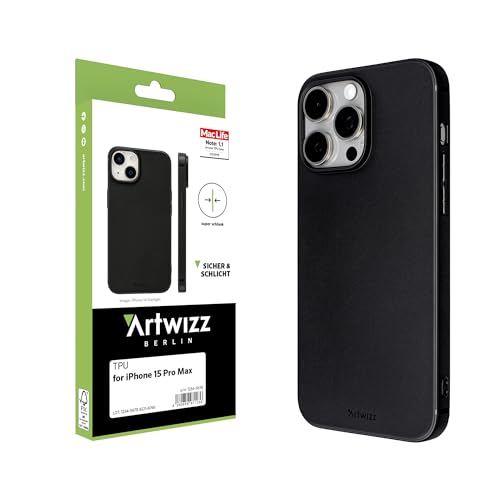 Artwizz TPU Case Schutzhülle kompatibel mit iPhone 15 Pro Max - Elastische Hülle, Kratzresistent, Ultra-Dünn - Matt-Schwarz von Artwizz