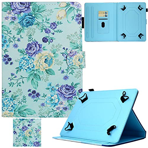 Universal Tablet-Hülle, Reasun Slim Folio PU Leder Kartenfächer Wallet Case für iPad Mini 1 2 3 4 5 / Galaxy Tab E 8.0 / Tab A 8.0 / Fire HD 8 / Lenovo und mehr 7,5 - 8,5 Zoll Tablet (lila floral) von Artyond
