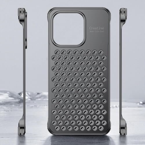 AruMinna Promax Schutzhülle für iPhone 15 / 14, Aluminiumlegierung, Wärmeableitung, Kühlung, metallische Hülle, hohle Handyhülle, Aluminiumlegierung (schwarz, für iPhone 14Pro) von AruMinna