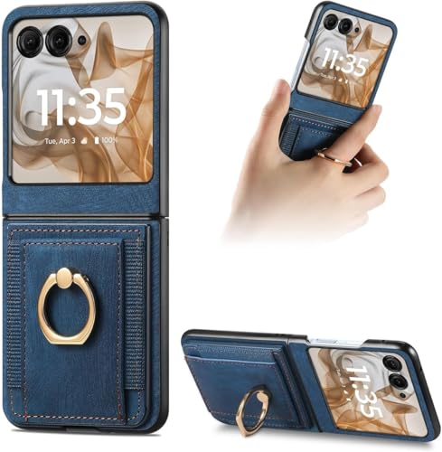 AruMinna Schutzhülle für Motorola Moto Razr/Plus 2024 mit Kartenhalter, Brieftaschen-Handyhülle mit integriertem drehbarem Ringständer, PU-Leder, Schutzhülle mit Ständer (blau, für Motorola Razr 50) AruMinna Schutzhülle für Motorola Moto Razr/Plus 2024 mit Kartenhalter, Brieftaschen-Handyhülle mit integriertem drehbarem Ringständer, PU-Leder, Schutzhülle mit Ständer (blau, für Motorola Razr 50) von AruMinna