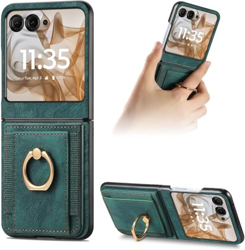 AruMinna Schutzhülle für Motorola Moto Razr/Plus 2024 mit Kartenhalter, Brieftaschen-Handyhülle mit integriertem drehbarem Ringständer, PU-Leder, Schutzhülle mit Ständer (grün, für Motorola Razr 50) AruMinna Schutzhülle für Motorola Moto Razr/Plus 2024 mit Kartenhalter, Brieftaschen-Handyhülle mit integriertem drehbarem Ringständer, PU-Leder, Schutzhülle mit Ständer (grün, für Motorola Razr 50) von AruMinna