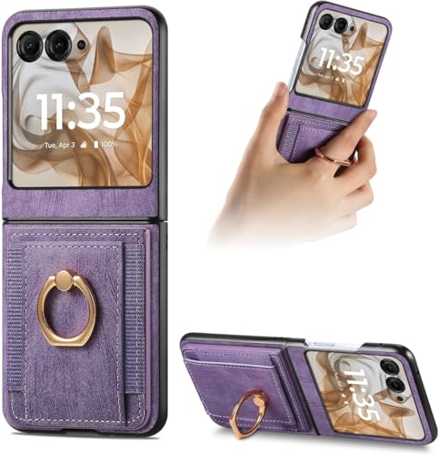 AruMinna Schutzhülle für Motorola Moto Razr/Plus 2024 mit Kartenhalter, Brieftaschen-Handyhülle mit integriertem drehbarem Ringständer, PU-Leder, Schutzhülle mit Ständer (lila, für Motorola Razr 50) AruMinna Schutzhülle für Motorola Moto Razr/Plus 2024 mit Kartenhalter, Brieftaschen-Handyhülle mit integriertem drehbarem Ringständer, PU-Leder, Schutzhülle mit Ständer (lila, für Motorola Razr 50) von AruMinna