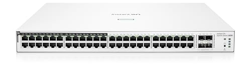 HPE Networking Instant On-Switch-Serie 1830 – Intelligent verwalteter Layer-2-Ethernet-Switch mit 48-Port Gb und PoE | 48x 1G | 4X SFP | 24x CL4 PoE (370 W) | Lüfterlos | EU-Kabel (JL815A#ABB) von Aruba a Hewlett Packard Enterprise company