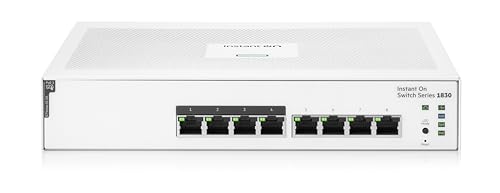 HPE Networking Instant On-Switch-Serie 1830 – Intelligent verwalteter Layer-2-Ethernet-Switch mit 8-Port Gb und PoE | 8X 1G | 4X CL4 PoE (65 W) | Lüfterlos | EU-Kabel (JL811A#ABB) von Aruba a Hewlett Packard Enterprise company