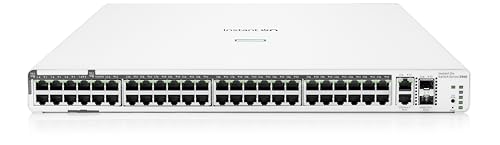 HPE Networking Instant On Switch Series 1960 48-Port Gb Smart-Managed Layer 2+ Ethernet Switch mit PoE | 48x 1G | 2X 10GBase-T, 2X SFP+ | 40x CL4, 8X CL6 PoE 600W | stapelbar | UK-Kabel (JL809A#Acc) von Aruba a Hewlett Packard Enterprise company