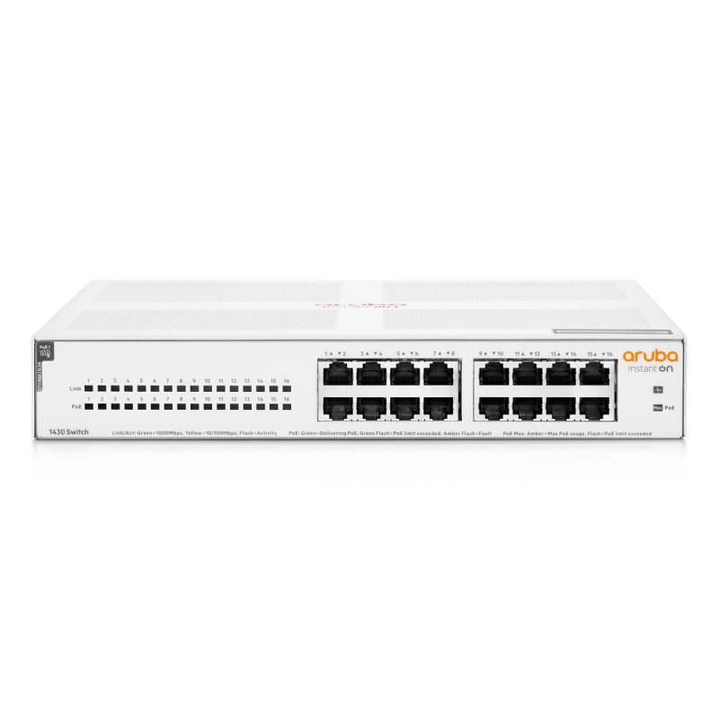 Aruba Instant On 1430 Unmanaged Switch (R8R48A) [16x Gigabit Ethernet PoE, 124W] von Aruba