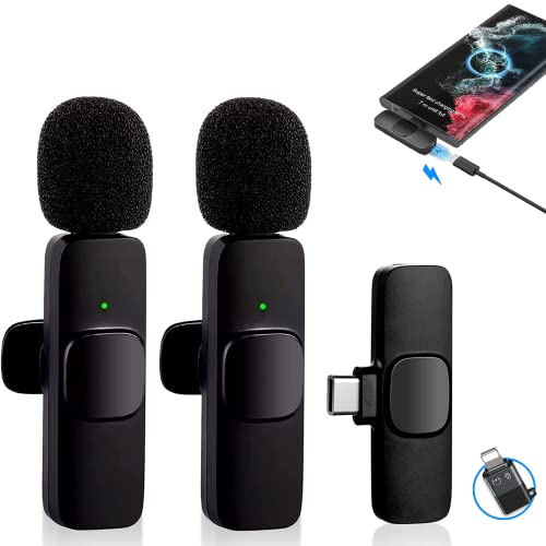 Arubaitai 2pcs Lavalier Mikrofon Bluetooth für iPhone/iPad/Android/Laptop,Plug-Play Lavalier Microphone Wireless Ansteckmikrofon,Rauschunterdrückung iPhone mikrofon Wireless für Live,YouTube,Vlog von Arubaitai