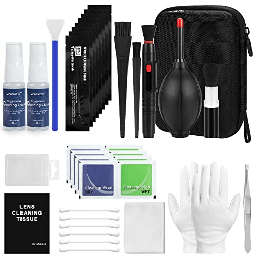 ARVOK Kamera Reinigungsset, Objektiv Reinigungsset mit 32 Stück, Kamera Reinigung Wasserdicht Lens Cleaner Kit für DSLR Kamera Objektive Handy mit Blasebalg, Reinigungsstab und Reinigungsstift ARVOK Kamera Reinigungsset, Objektiv Reinigungsset mit 32 Stück, Kamera Reinigung Wasserdicht Lens Cleaner Kit für DSLR Kamera Objektive Handy mit Blasebalg, Reinigungsstab und Reinigungsstift von Arvok