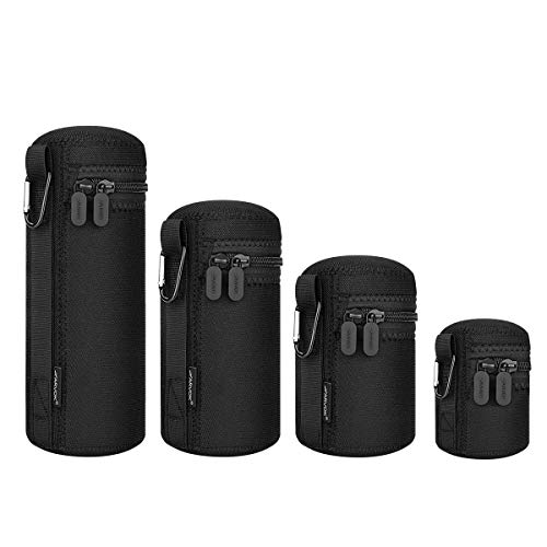 Arvok Objektivtasche, 4 Größen Neopren Objektivbeutel, wasserdichte Schutzbeutel für Kamera Objektiv, 5mm Dicke Wasserabweisend und Stoßdämpfend für DSLR-Kameraobjektiv, Schwarz & Grau Arvok Objektivtasche, 4 Größen Neopren Objektivbeutel, wasserdichte Schutzbeutel für Kamera Objektiv, 5mm Dicke Wasserabweisend und Stoßdämpfend für DSLR-Kameraobjektiv, Schwarz & Grau von Arvok