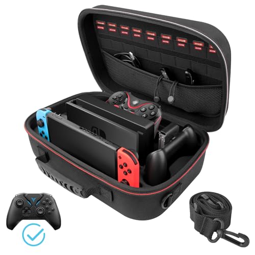 ARVOK Tasche Kompatibel mit Nintendo Switch und New Switch OLED, Harte Tragetasche Hülle Case für Switch Console Pro Controller und Zubehör, Schutzhülle mit Aufbewahrung für 18 Spiele, Schwarz ARVOK Tasche Kompatibel mit Nintendo Switch und New Switch OLED, Harte Tragetasche Hülle Case für Switch Console Pro Controller und Zubehör, Schutzhülle mit Aufbewahrung für 18 Spiele, Schwarz von Arvok