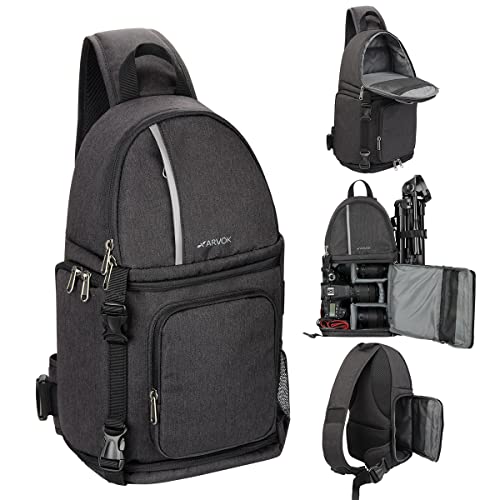 Arvok DSLR-Kameratasche, SLR Kamera Fototasche Wasserdicht mit Schultergurt Kameratasche Schultertasche, Tragegurt und Zubehörfächern (Schwarz) von Arvok