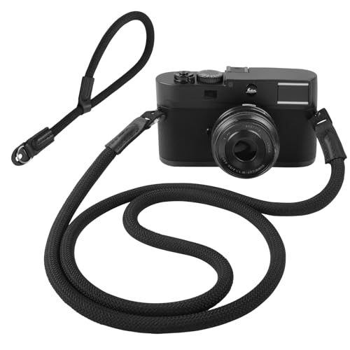 Arvok Schultergurt Kamera mit Handschlaufe Kamera, Kameragurt Kamera, Kamera-Hals-Schultergurt, Kletterseil-Kameragurt, für Nikon Sony Fuji Micro Single DSLR-Kamera, Rundseil Schwarz Arvok Schultergurt Kamera mit Handschlaufe Kamera, Kameragurt Kamera, Kamera-Hals-Schultergurt, Kletterseil-Kameragurt, für Nikon Sony Fuji Micro Single DSLR-Kamera, Rundseil Schwarz von Arvok