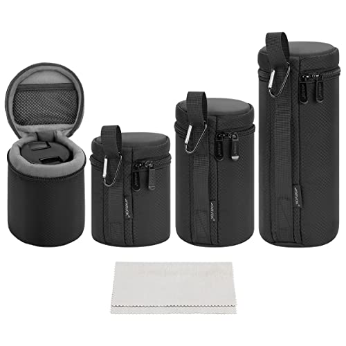 Arvok Objektivtasche, 4 Größen Neopren Objektivbeutel, wasserdichte Schutzbeutel für Kamera Objektiv, 15mm Dicke Wasserabweisend und Stoßdämpfend für DSLR-Kameraobjektiv, Schwarz von Arvok