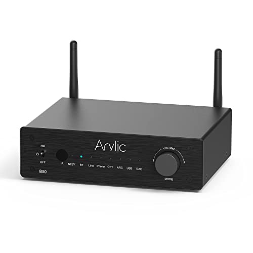 Arylic B50 Verstärker mit Bluetooth, Stereo Amplifier, 2 Kanal 50W*2 Home Audio AMP, mit HDMI, ARC, Opt, DAC, Phono Eingang. Unterstützt aptX High-Definition-Musikübertragung und -Empfang. Arylic B50 Verstärker mit Bluetooth, Stereo Amplifier, 2 Kanal 50W*2 Home Audio AMP, mit HDMI, ARC, Opt, DAC, Phono Eingang. Unterstützt aptX High-Definition-Musikübertragung und -Empfang. von Arylic