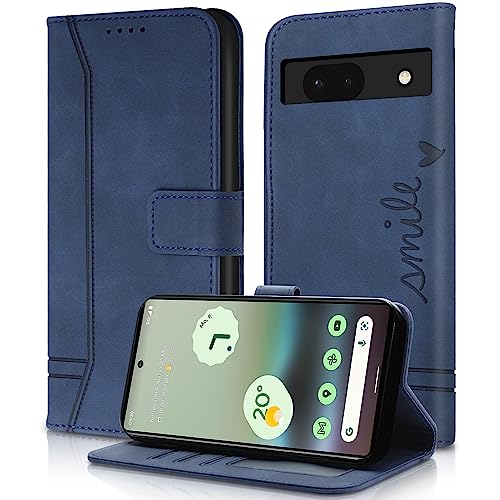 AsWant Handyhülle für Google Pixel 6A Hülle - Premium Leder Klapphülle Pixel 6A 5G, Kartensteckplatz Magnetschnallenhalter Google 6a Hülle Case (Blau) von AsWant