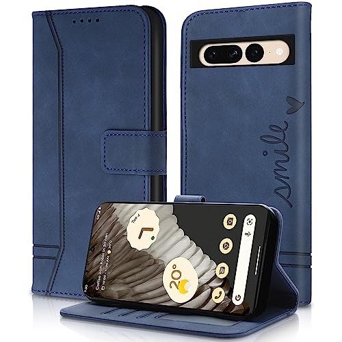 AsWant Handyhülle für Google Pixel 7 Pro Hülle, Premium Leder PU Wallet Klappbar Flip Google Pixel 7 Pro Hülle, Mit Standfunktion kompatibel mit Google Pixel 7 Pro Schutzhülle (Blau) von AsWant