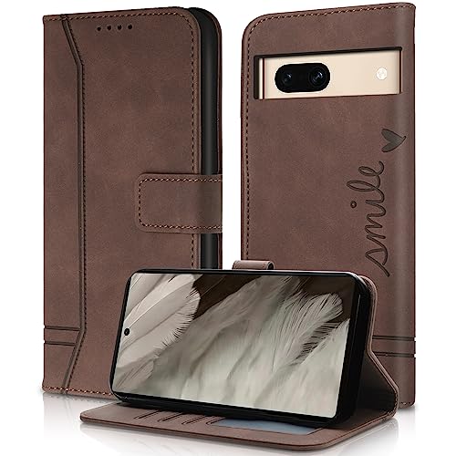 AsWant Handyhülle für Google Pixel 7A Hülle - Premium Leder Klapphülle Pixel 7A 5G, Kartensteckplatz Magnetschnallenhalter Google 7a Hülle Case 6.1"(Braun) von AsWant