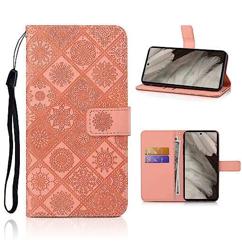 AsWant Handyhülle für Google Pixel 7a Hülle, Premium PU Leder Google 7A Hülle Klappbar Wallet Flip Case Cover kompatibel mit Google Pixel 7a 5G (Rosa) von AsWant