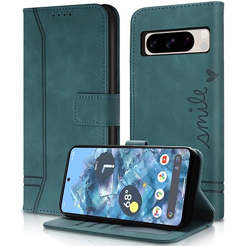 AsWant Handyhülle für Google Pixel 8 Pro Hülle, Premium Leder Klapphülle Schutzhülle Pixel 8 Pro 5G, Kartensteckplatz Magnetschnallenhalter Google 8 Pro Hülle Case 2023 (Grün) von AsWant