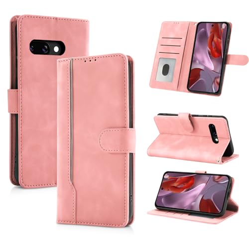 AsWant Handyhülle für Google Pixel 9A Hülle Premium Leder Klappbar Flip Case Magnetische [Kartenfächern] [Standfunktion] Tasche RFID Schutzhülle für Google Pixel 9A (Rosado) von AsWant