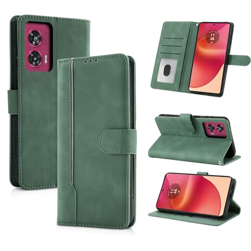 AsWant Handyhülle für Motorola Edge 50 Fusion Hülle Premium Leder Klappbar Flip Case Magnetische [Kartenfächern] [Standfunktion] Tasche RFID Schutzhülle für Motorola Edge 50 Fusion (Grün) von AsWant