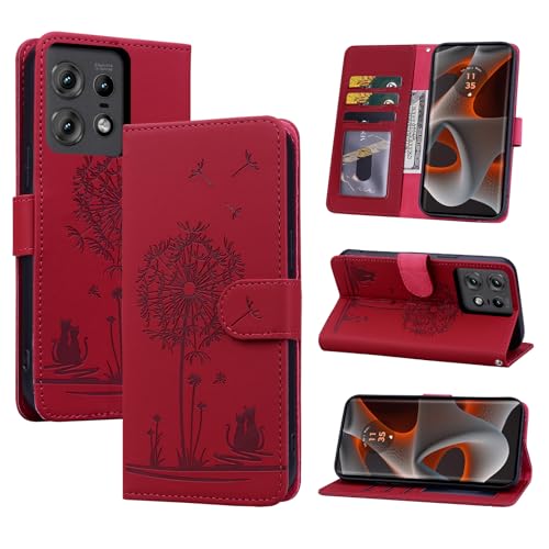AsWant Handyhülle für Motorola Edge 50 Pro Hülle Premium Lederhülle [Kartenfach] [RFID-Blockierung] Flip Case Tasche Standfunktion Klapphülle Schutzhülle für Motorola Edge 50 Pro (Rot) von AsWant