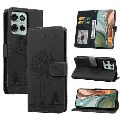 AsWant Handyhülle für Motorola Moto G75 Hülle Premium Lederhülle [Kartenfach] [RFID-Blockierung] Flip Case Tasche Standfunktion Klapphülle Schutzhülle für Motorola Moto G75 (Schwarz) von AsWant