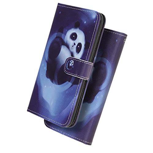 AsWant - Handyhülle für Samsung Galaxy A12/M12 Hülle,Flip Gefrostet Lederhülle Case für Samsung A12/M12 Hülle,Magnetverschluss Brieftasche mit Kartenfächern Standfuntion-Panda von AsWant
