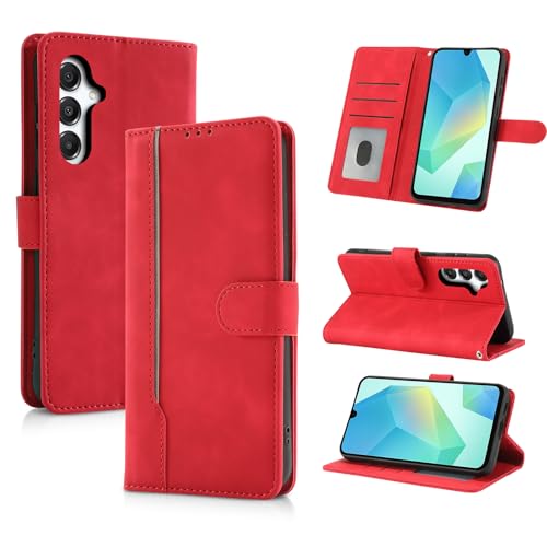 AsWant Handyhülle für Samsung Galaxy A16 4G/5G Hülle Premium Leder Klappbar Flip Case Magnetische [Kartenfächern] [Standfunktion] Tasche RFID Schutzhülle für Galaxy A16 (Rot) von AsWant